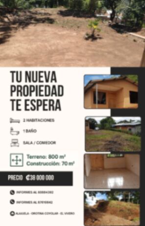 Terreno de 800m2 con casa Orotina- Coyolar en Coyolar, Orotina, Alajuela — ₡ 38 000 000