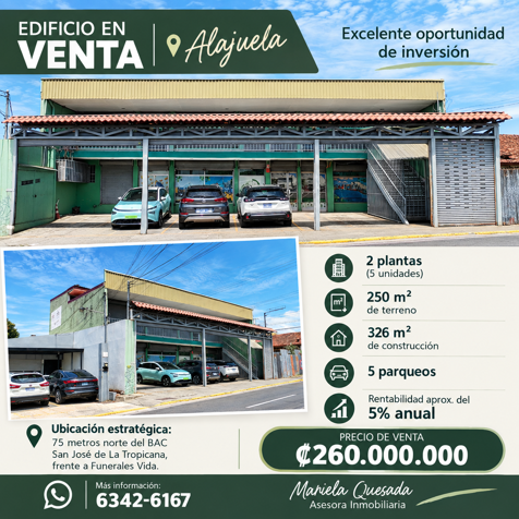 Building for sale in Alajuela, excellent investment opportunity in Alajuela — ₡ 260 000 000