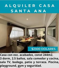 Alquiler de amplia casa en Santa Ana, condominio LUSSO