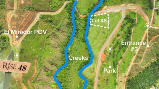 BEAUTIFUL LOT FOR SALE IN THE HEART OF RISE COSTA RICA WITH CREEK (63,475 SQFT) en Cajón, Pérez Zeledón, San José — $230,000