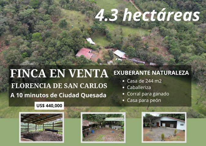 Finca en venta Florencia de San Carlos in Florencia, San Carlos, Alajuela — $440,000