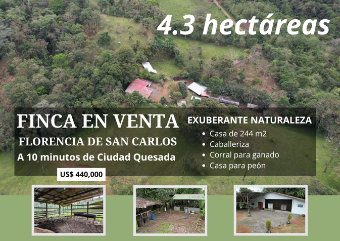 Finca en venta Florencia de San Carlos en Florencia, San Carlos, Alajuela — $440,000