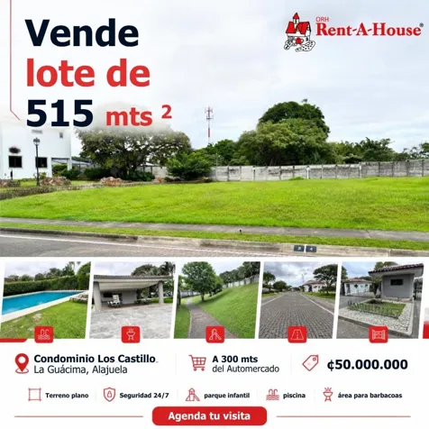 Flat lot for sale in Los Castillos Condominium, La Guácima in Guácima, Alajuela — ₡ 50 000 000