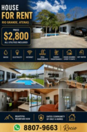 LUXURY HOUSE FOR RENT  en San José, Atenas, Alajuela — $2,800