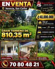 Venta de Casa con lote de 810m2 en San Carlos