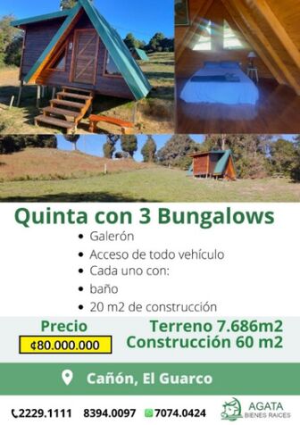 QUINTA EN CAÑON DEL GUARCO CON 3 BUNGALOWS en San Isidro, El Guarco, Cartago — ₡ 70 000 000