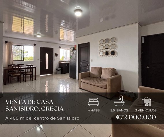 Casa en venta – San Isidro de Grecia in San Isidro, Grecia, Alajuela — ₡ 72 000 000