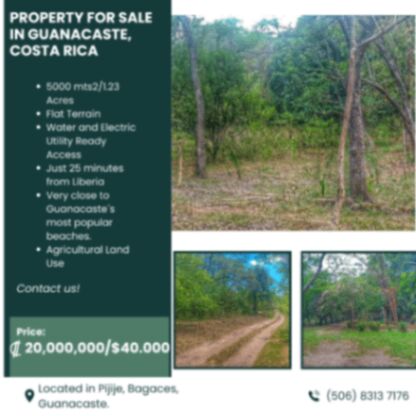 LOTE EN PIJIJE DE BAGACES GUANACASTE  in Bagaces, Guanacaste — ₡ 18 000 000