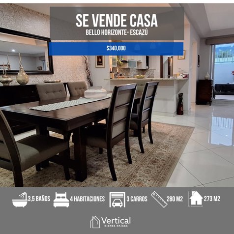 Venta de casa en Condominio , Bello Horizonte, Escazú in Escazú, San José — $320,000