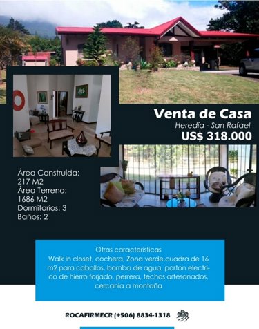 Se vende Hermosa casa en el Tirol, San Rafael. in San Rafael, Heredia — $318,000