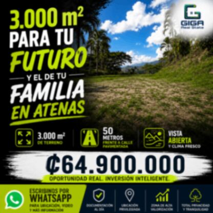 Terreno en venta-Altos de San Isidro de Atenas-Alajuela-C.R. en San Isidro, Atenas, Alajuela — ₡ 64 900 000