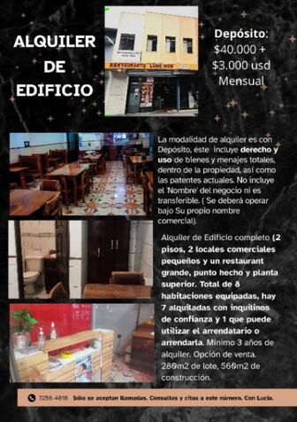 Alquiler ( o venta) de Edificio Completo en Carmen, San José — $3,000