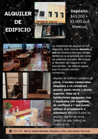 Rental (or sale) of Entire Building in Carmen, San José — $3,000
