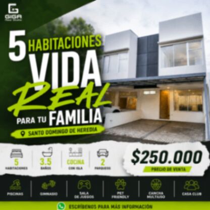 Casa en Condominio en Santo Domingo de Heredia-5 habitaciones. in Santo Domingo, Heredia — $250,000