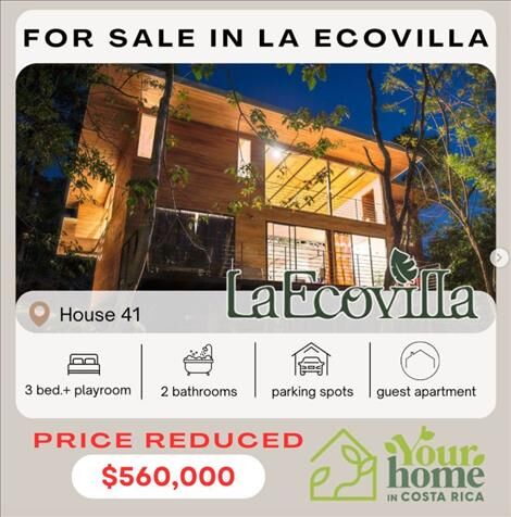 3 BED + PLAYROOM + GUEST HOUSE IN LA ECOVILLA – CASA PAJAROS en San Mateo, Alajuela — $560,000