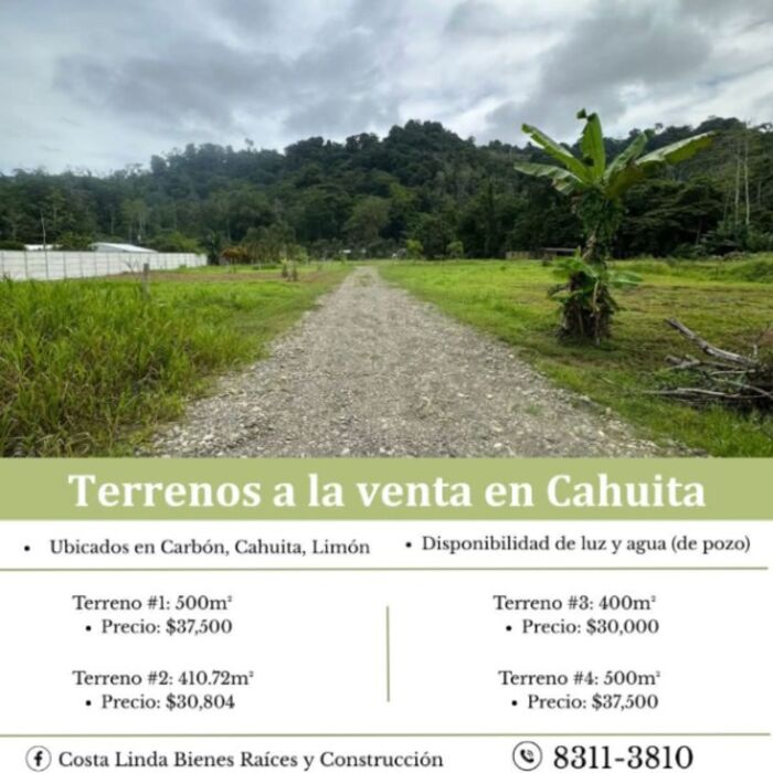 Terrenos en venta en Hone Creek Cahuita en Cahuita, Talamanca, Limón — $75