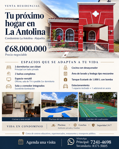 Casa de 80 m² en Condominio La Antolina, Alajuelita | ₡68 millones negociables en Alajuelita, San José — ₡ 68 000 000
