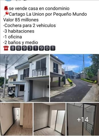 HERMOSA CASA EN CONDOMINIO  en San Diego, La Unión, Cartago — ₡ 85 000 000