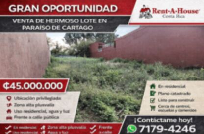 Hermoso lote residencial en Paraiso Cartago en Paraíso, Cartago — ₡ 45 000 000