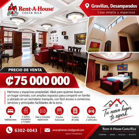House for Sale - Excellent Opportunity to Buy a House in Gravilias, Desamparados, San José — ₡ 75 000 000