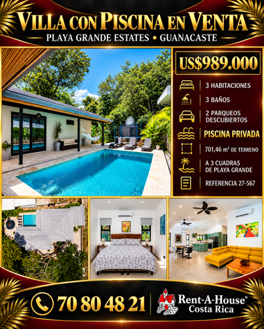 Venta de Hermosa Villa con Piscina Privada en Santa Cruz Guanacaste en Santa Cruz, Guanacaste — $989,000