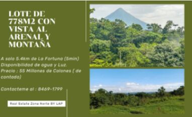 Se vende Lote con vistas impecables al Volcan Arenal y Montaña.  en La Fortuna, San Carlos, Alajuela — ₡ 55 000 000