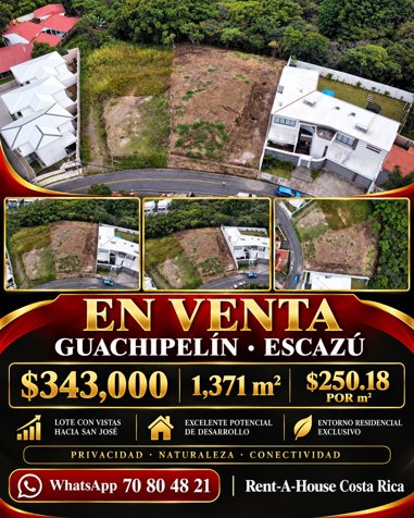 Venta de Amplio Lote de 1.371m2 en Escazú in Escazú, San José — $340,000