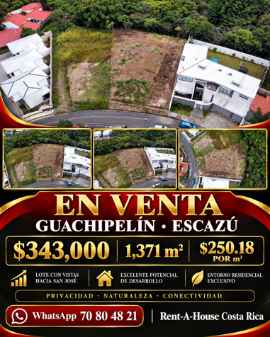 Venta de Amplio Lote de 1.371m2 en Escazú en Escazú, San José — $340,000