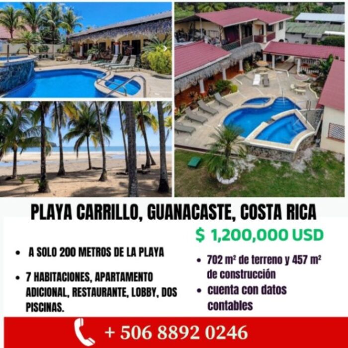 Hotel en Playa Carrillo-Guanacaste-Costa Rica. en Nicoya, Guanacaste — $1,200,000