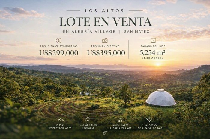 Lote en Venta en Los Altos, Alegría Village | San Mateo in San Mateo, Alajuela — $395,000