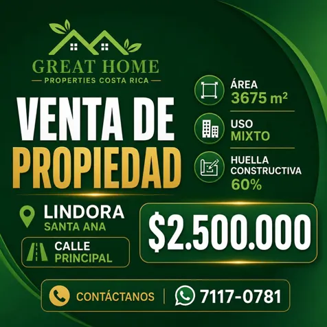 PROPIEDAD EN VENTA LINDORA SANTA ANA en Santa Ana, San José — $2,500,000