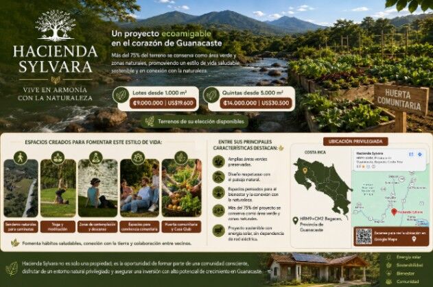 LOTES & QUINTAS HACIENDA SYLVARA BAGACES GUANACASTE en La Fortuna, Bagaces, Guanacaste — $18,000