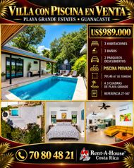 Venta de Hermosa Villa con Piscina Privada en Santa Cruz Guanacaste