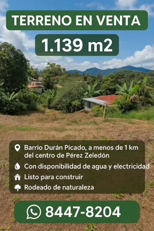 PROPIEDAD UBICADA EN BARRIO DURAN PICADO A MENOA DE 1K DEL CENTRO DE PÉREZ ZELEDÓN in El General, Pérez Zeledón, San José — ₡ 35 000 000