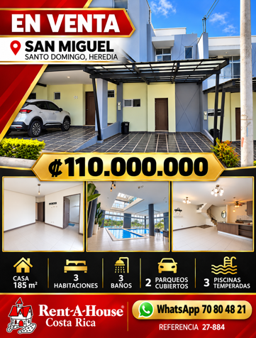 Venta de Hermosa Casa en Santo Domingo de Heredia 27-884 en San Miguel, Santo Domingo, Heredia — ₡ 110 000 000