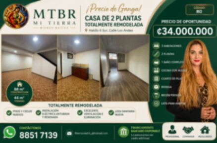 HATILLO, CASA TOTALMENTE REMODELADA PARA ESTRENAR, COD R0, PRECIO 34 MILLONES en Hatillo, San José — ₡ 34 000 000