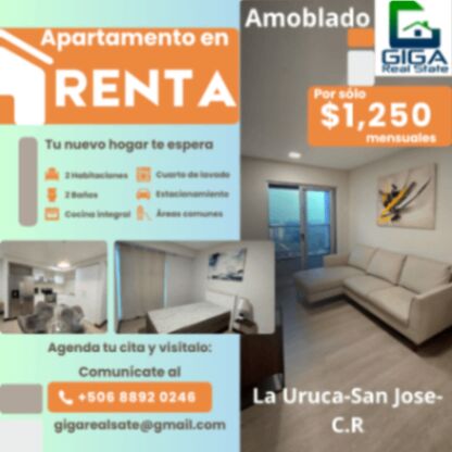 Tu nuevo hogar en las alturas: apartamento amoblado en La Uruca-San José-por $1,250 en Uruca, San José — $1,250