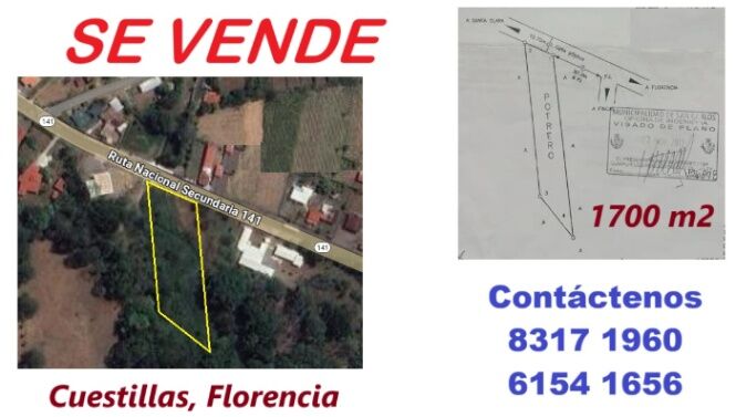 CUESTILLAS FLORENCIA, SAN CARLOS - TERRENO en Florencia, San Carlos, Alajuela — ₡ 30 000 000