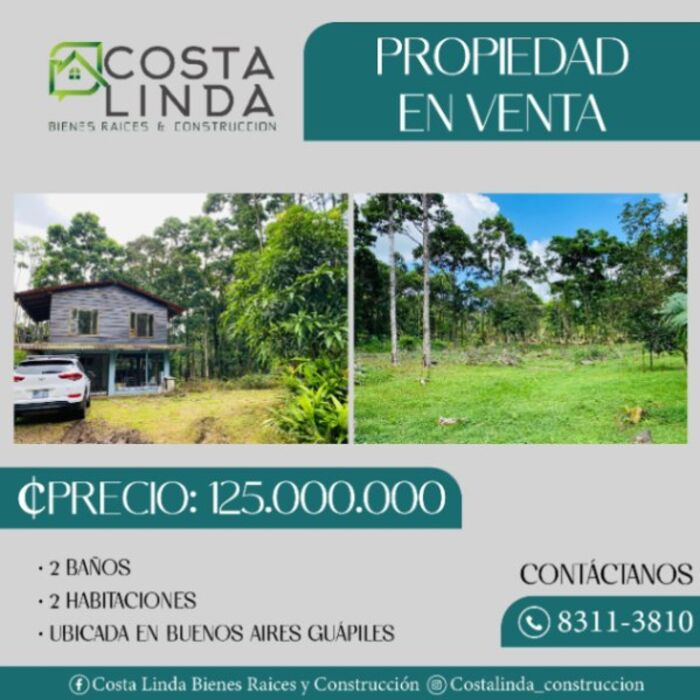Propiedad a la venta en Buenos Aires, Guápiles en Guápiles, Pococí, Limón — ₡ 125 000 000