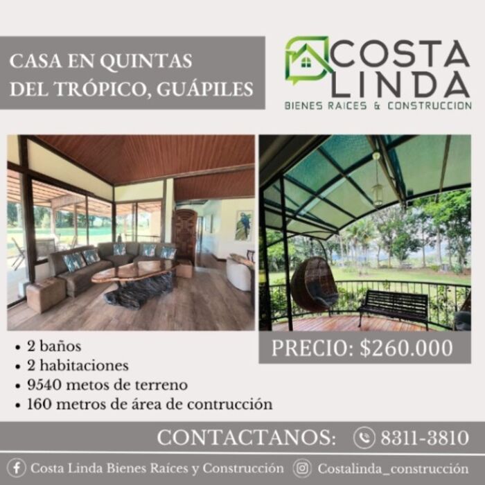 Casa a la venta en Quintas del Trópico, Guápiles en Guápiles, Pococí, Limón — $260,000