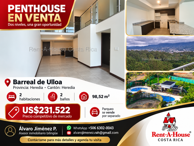Two-Level Penthouse for Sale in Heredia | Views and Strategic Location in Ulloa, Heredia — $231,522