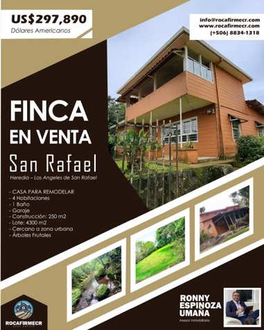 SE VENDE / FINCA / San Rafael de Heredia-- REBAJADA en Ángeles, San Rafael, Heredia — $297,890