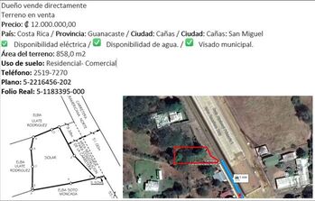 Land For Sale San Miguel, Cañas, Guanacaste