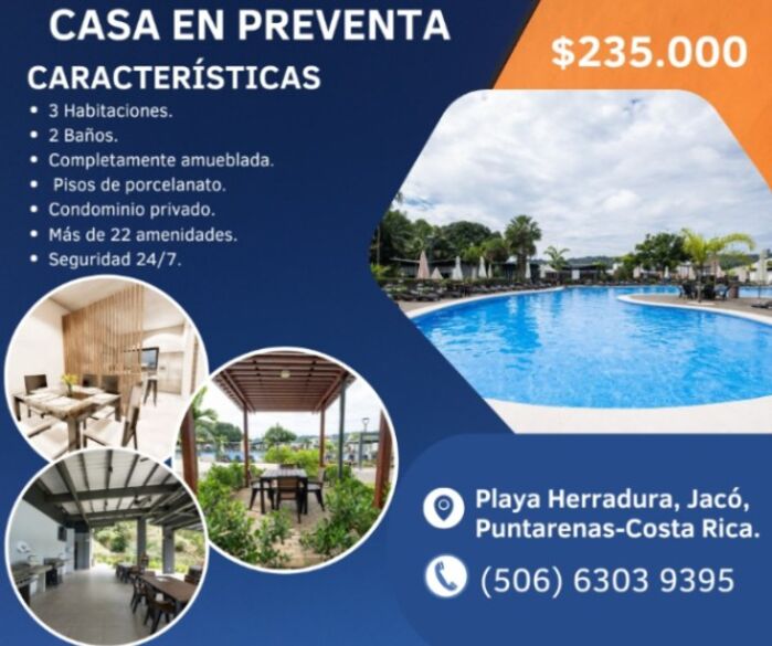 SE VENDE BELLA PROPIEDAD Y CASA EN JACÓ, PUNTARENAS.  in Jacó, Garabito, Puntarenas — $235,000