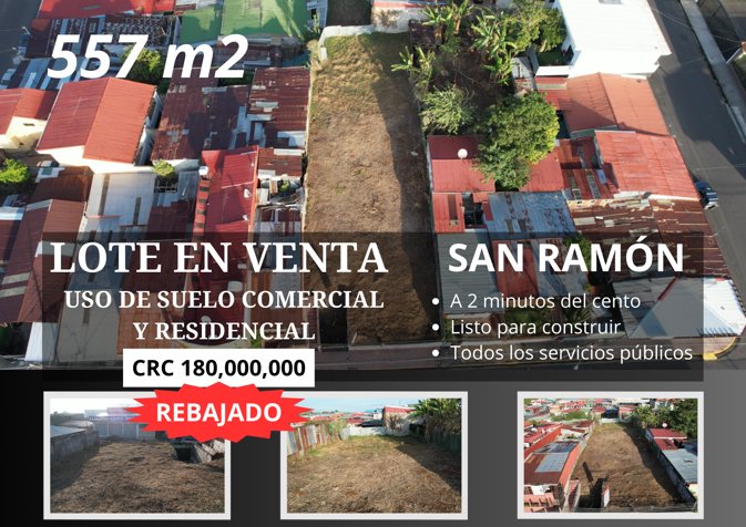 Lote en Venta - San Ramón Centro en San Ramón, Alajuela — ₡ 180 000 000
