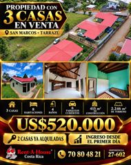 Venta de 3 Casas en San Marcos de Tarrazú
