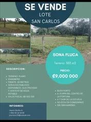 Venta de lote Sona Fluca, San Carlos