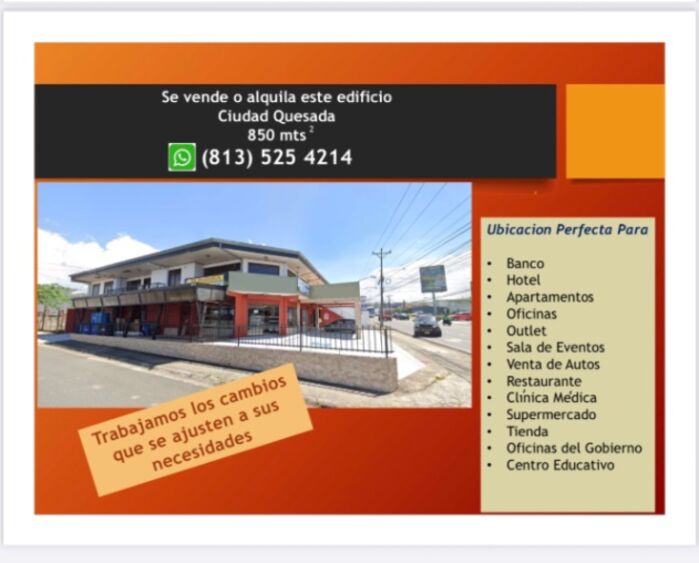 Edificio comercial dos  plantas esquinero  en Quesada, San Carlos, Alajuela — $8,000