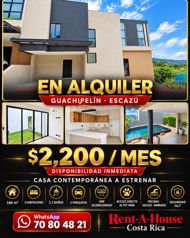 Alquiler de Hermosa Casa en Guachipelín de Escazú